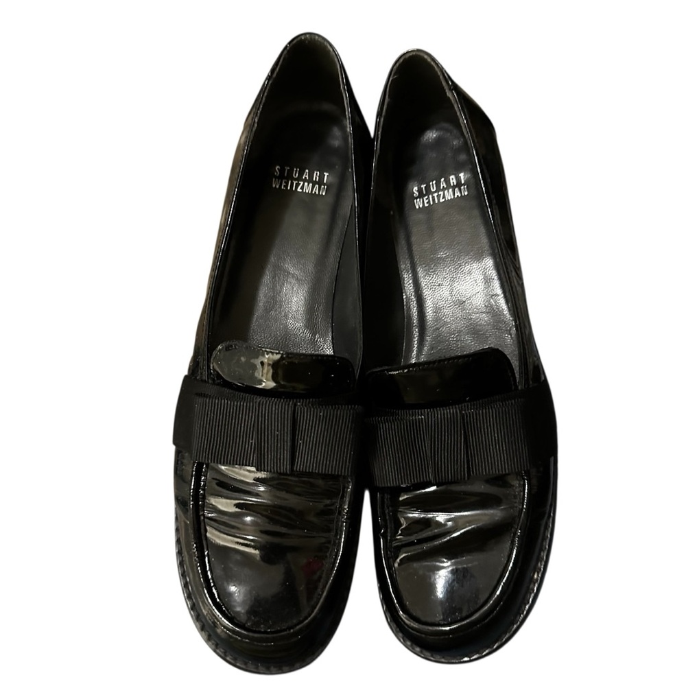 Stuart Weitzman Black Leather Penny Loafers